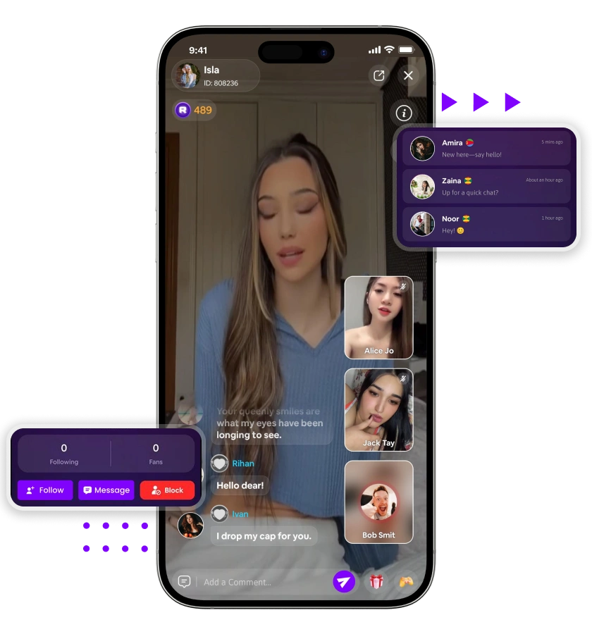 Bigo Live clone real-time video interaction features