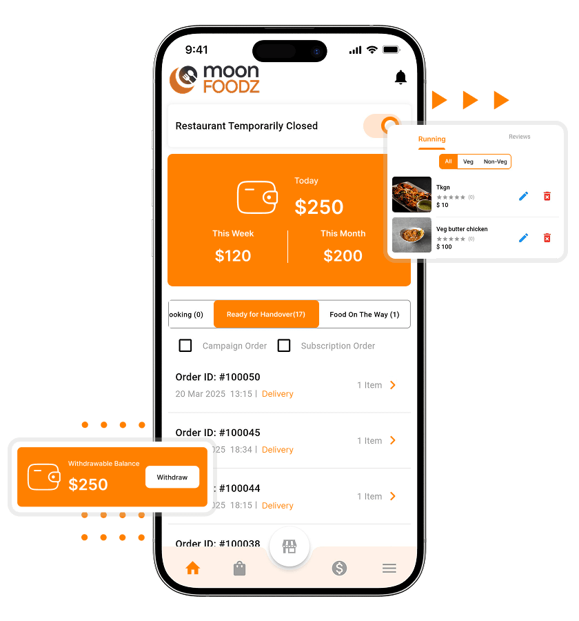 Thuisbezorgd clone restaurant earnings and order management features