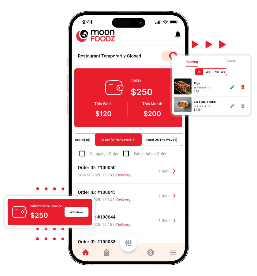 iFood Clone Restaurant Earnings, Revenue Analytics, and Order Management Features