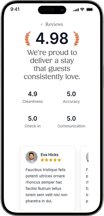 Airbnb Clone Customer Reviews and Rating Summary Screen