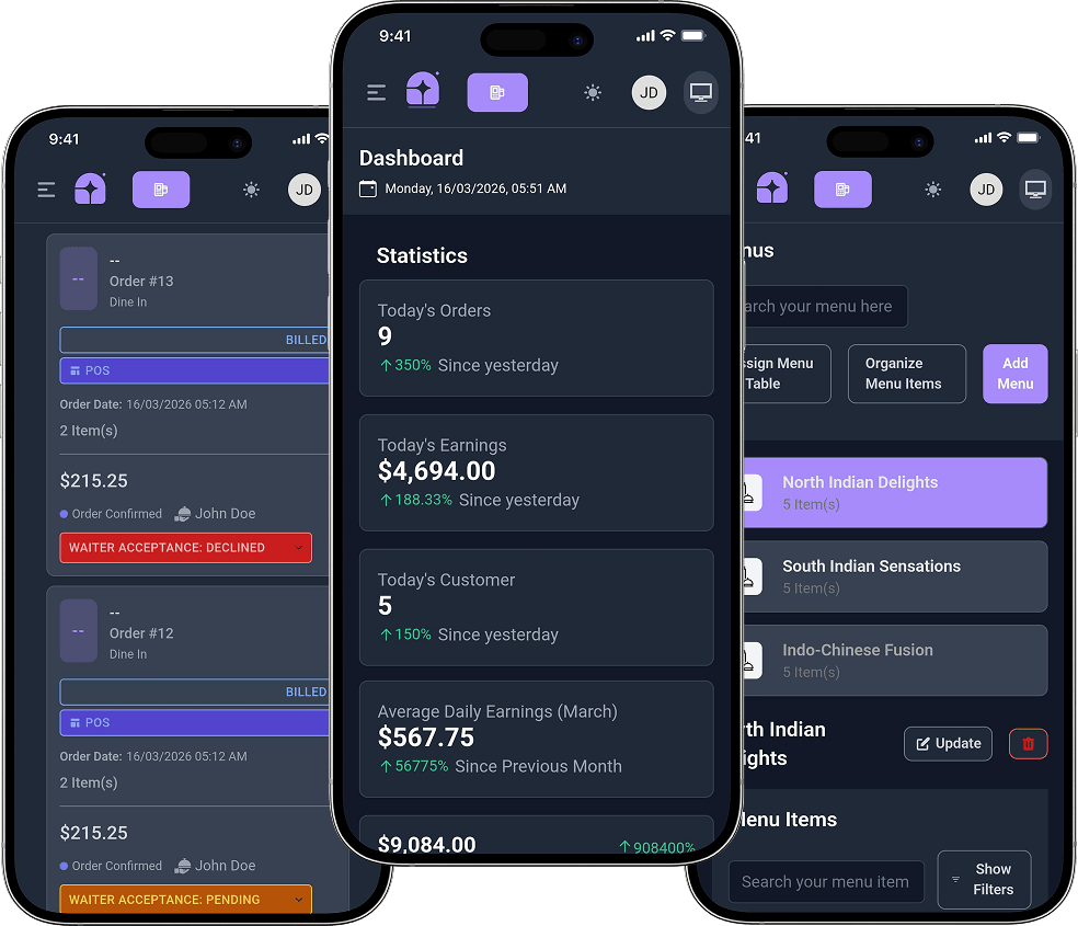 Restaurant Reservation App Script Order Management, Dashboard Analytics, and Menu Management Features