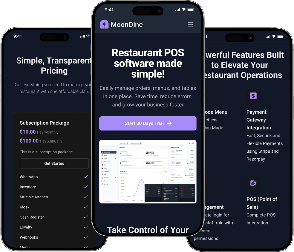 Restaurant Reservation App Script POS, Pricing, and Payment Integration Features
