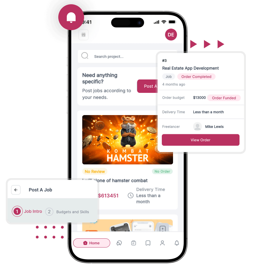 White Label Freelance Marketplace Software job discovery, order overview, and project posting features