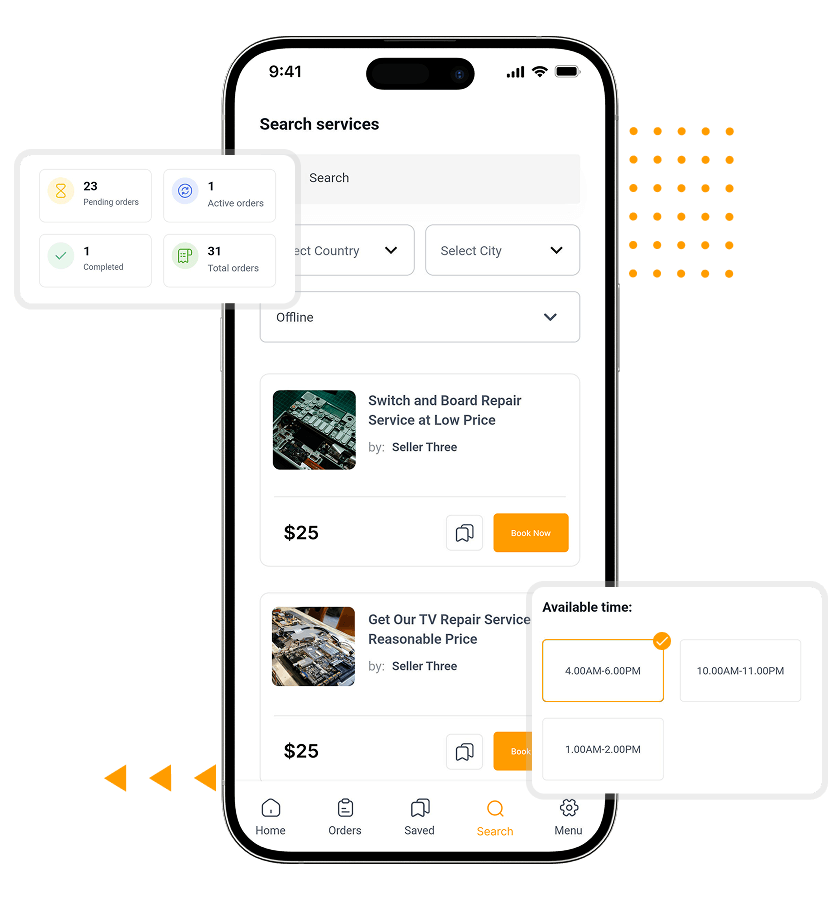 white label handyman app search services screen