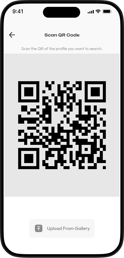 TikTok clone QR code scanner screen for profile discovery