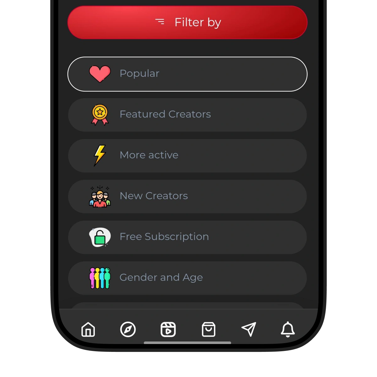 OnlyFans clone Enhanced Filtering Options