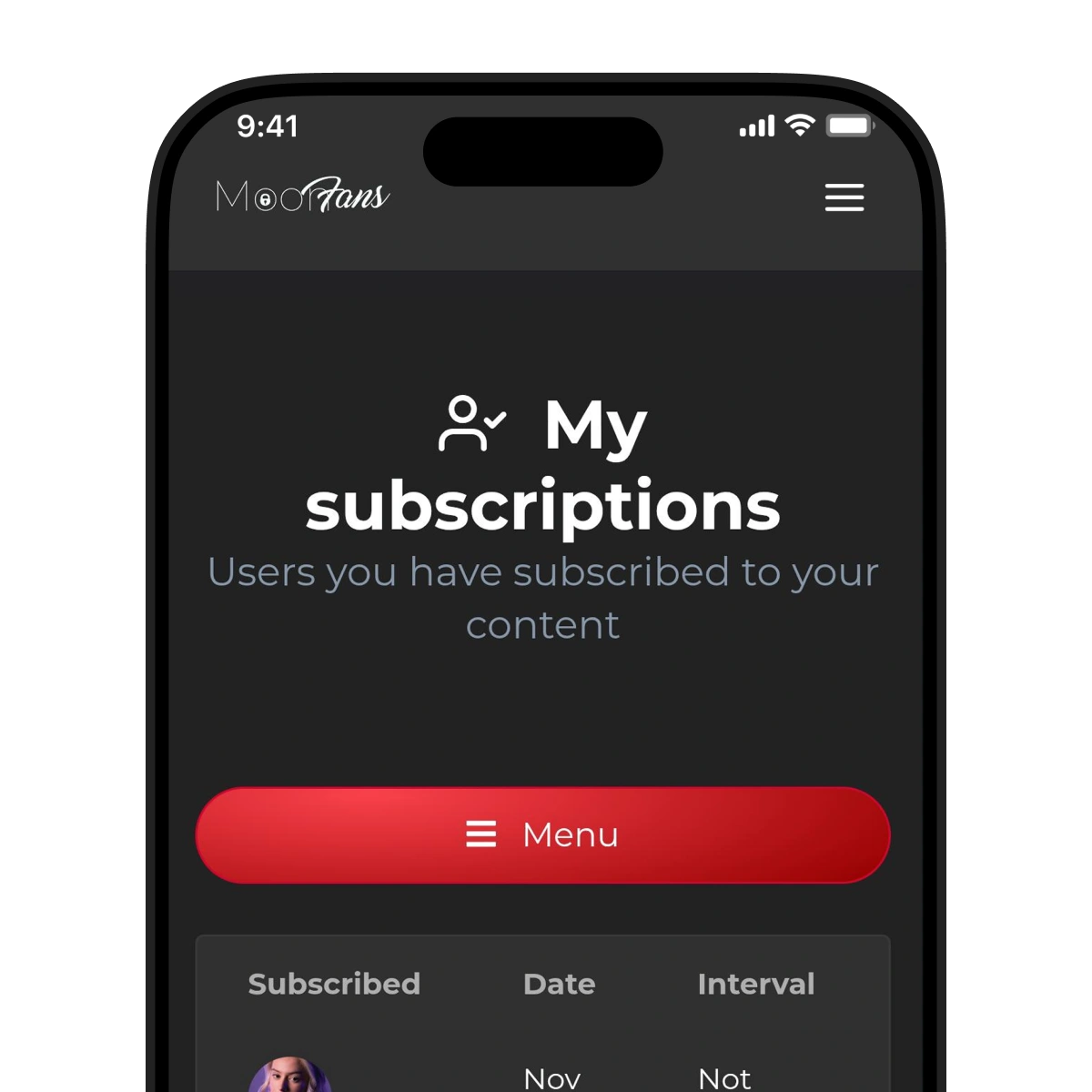 OnlyFans clone my subscription dashboard
